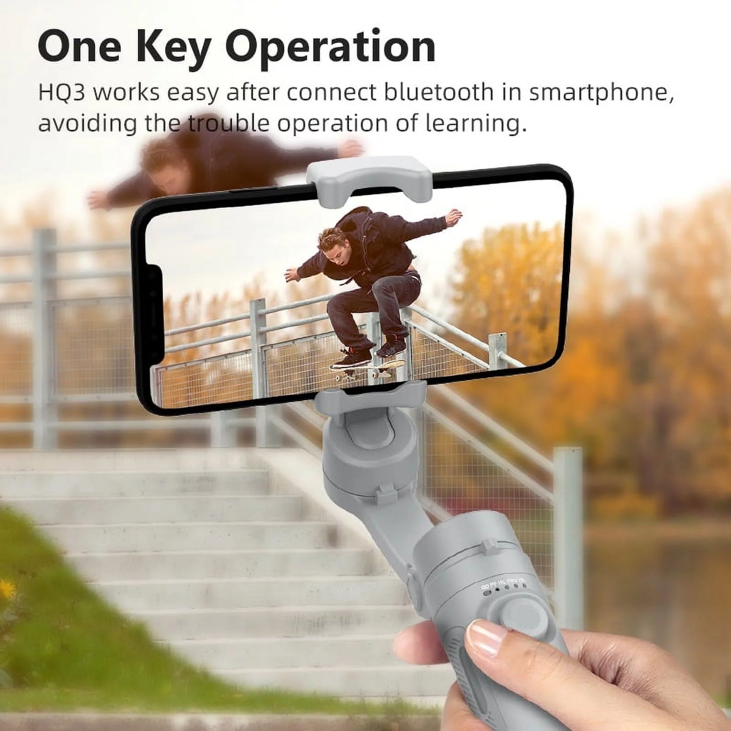 3-Axis Foldable Smartphone Stabilizer Gimbal for Smooth Video and Perfect Selfies, Compatible with iPhone and Android