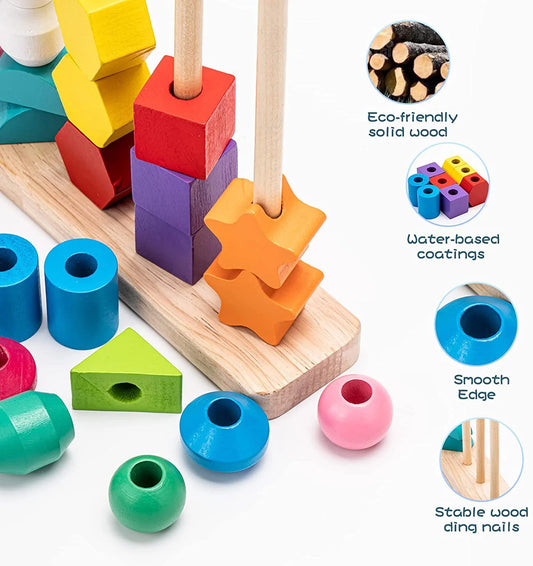 π§©Montessori Toys for 1 Year Old Boys Girls, Shape Sorting and Stacking Toy