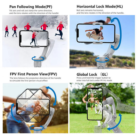 3-Axis Foldable Smartphone Stabilizer Gimbal for Smooth Video and Perfect Selfies, Compatible with iPhone and Android