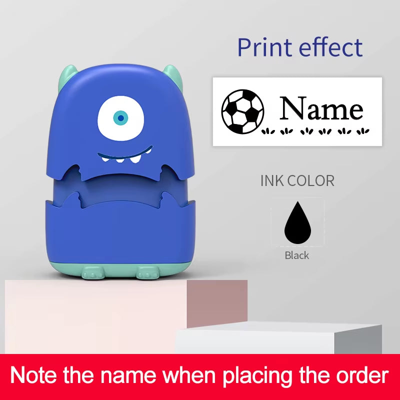 Custom Cartoon Baby Name Stamp Kit - Reusable for Cotton/Modal Clothes & School Bags, Non-Toxic Waterproof Ink Seal