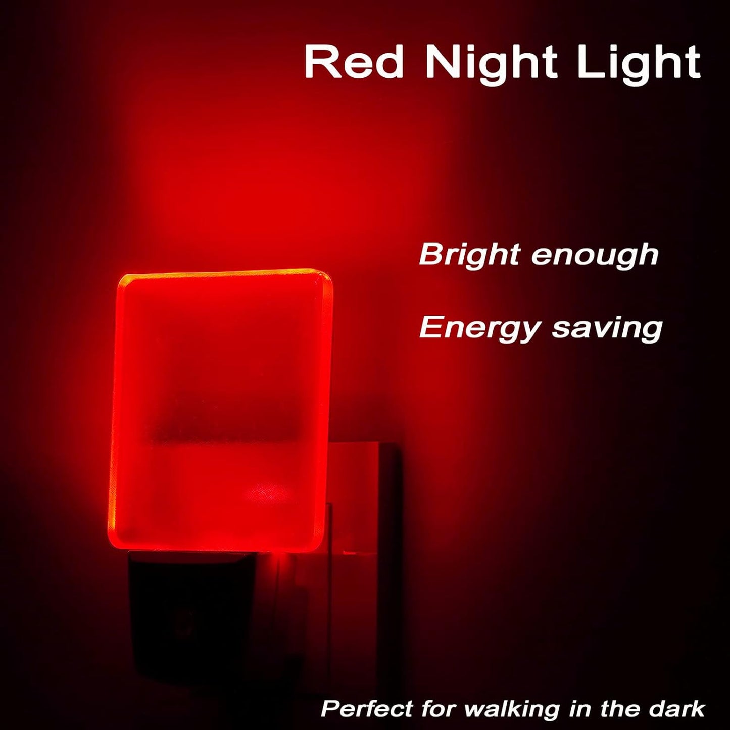 2 Pack 0.5W Plug in RED LED Night , therapeutic Light with Dusk to Dawn Sensor Red