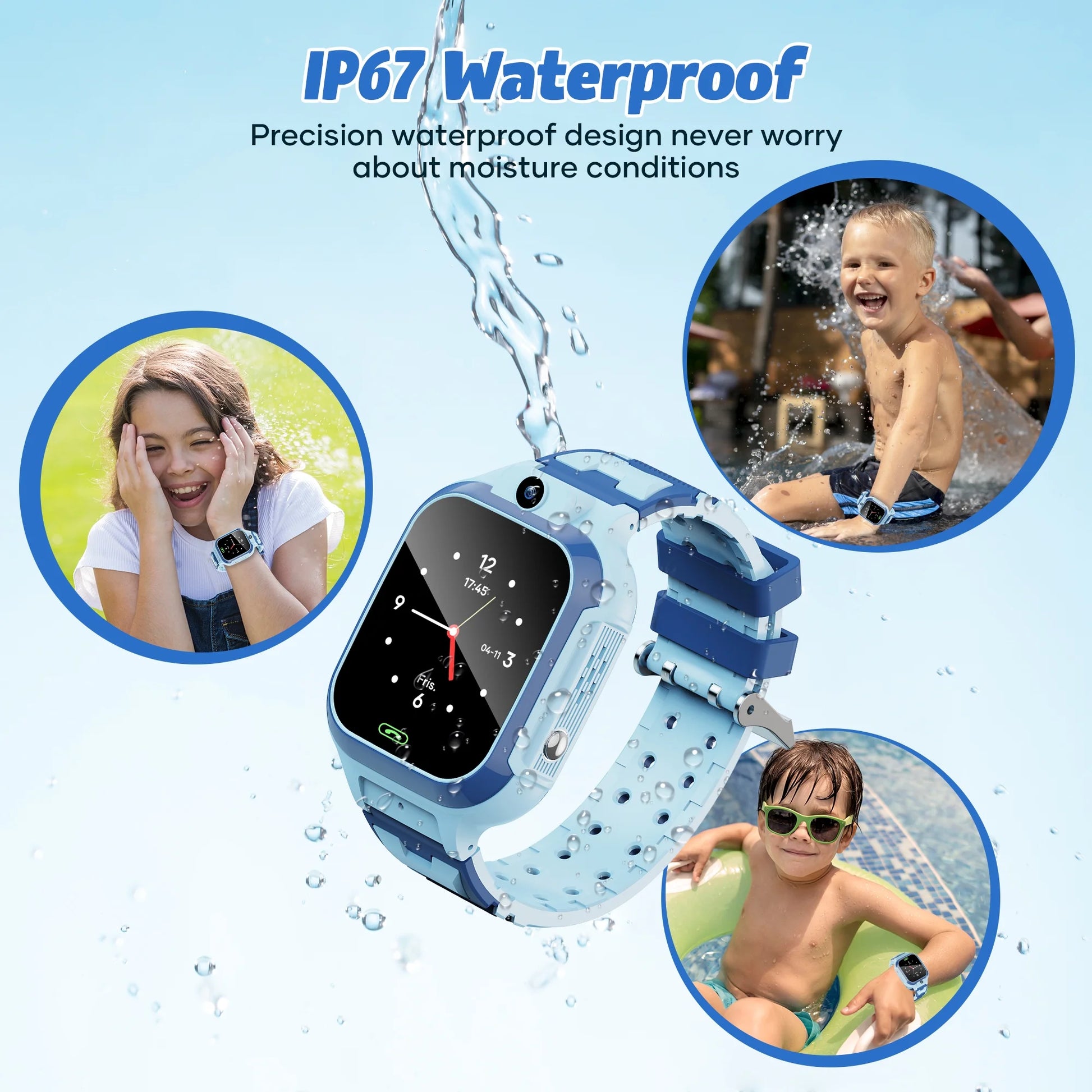 GPS Smartwatch, 4G Kids  with Real-Time Location SOS 2 Way Video Call Voice Chat HD Touch Screen Camera, Wrist Watch for Boys and Girls Age from 3-12, Best Birthday Holiday Gift (Blue)