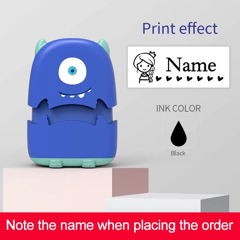 Custom Cartoon Baby Name Stamp Kit - Reusable for Cotton/Modal Clothes & School Bags, Non-Toxic Waterproof Ink Seal