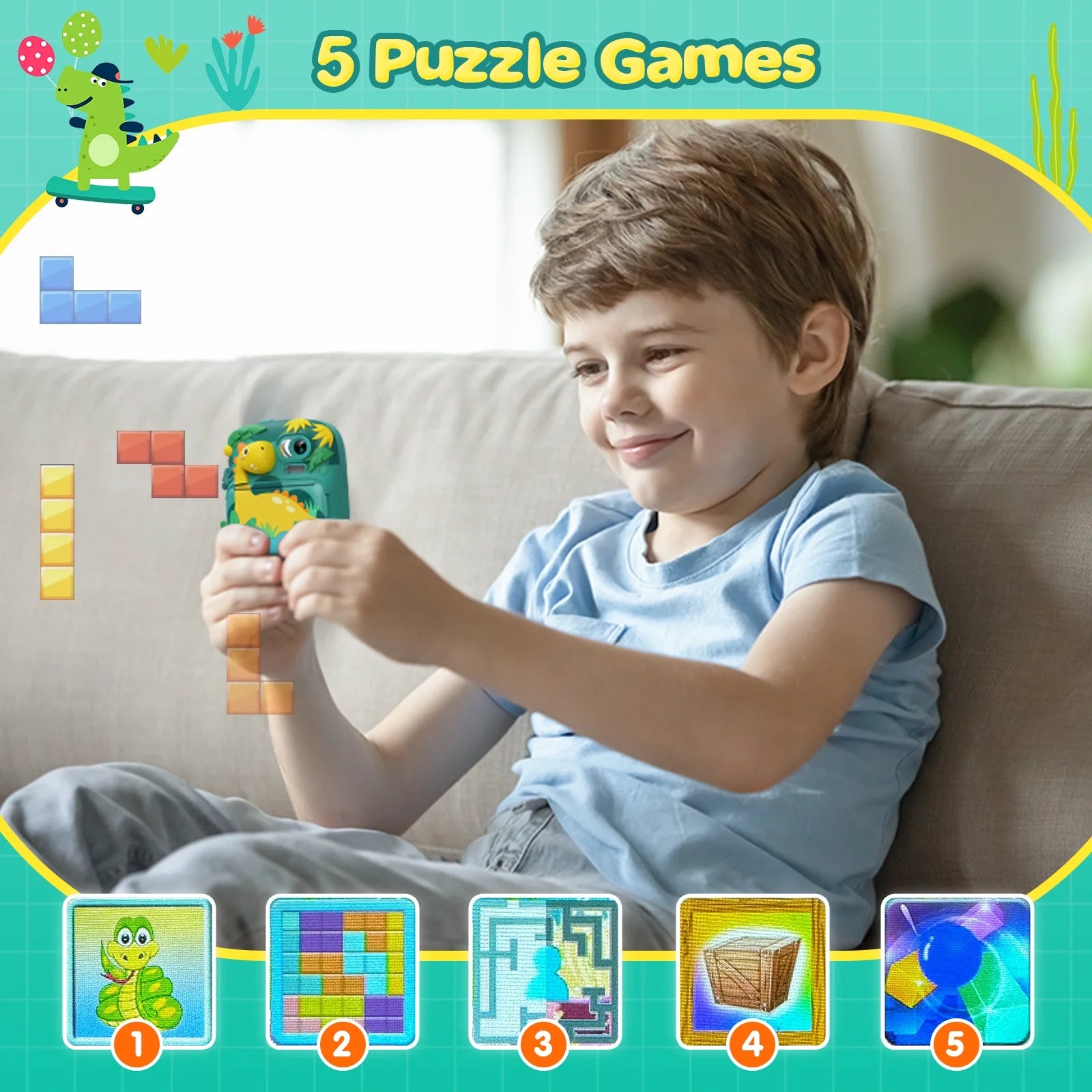 Kids Instant Print Camera with 16X Digital Zoom, 1080P HD Video Recording, 12MP Lens, Includes 3 Rolls of Printing Paper and 32GB Card, Ideal Gift for Ages 3-12 (Green)