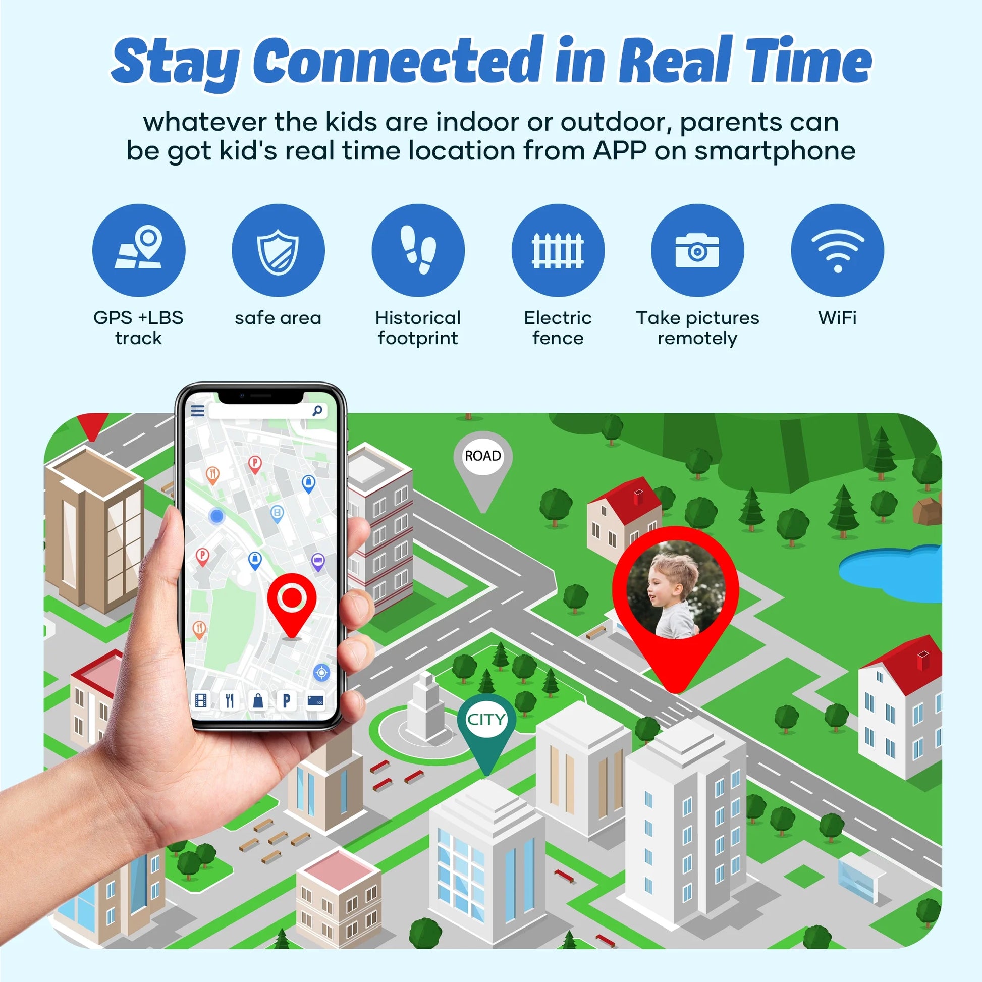 GPS Smartwatch, 4G Kids  with Real-Time Location SOS 2 Way Video Call Voice Chat HD Touch Screen Camera, Wrist Watch for Boys and Girls Age from 3-12, Best Birthday Holiday Gift (Blue)