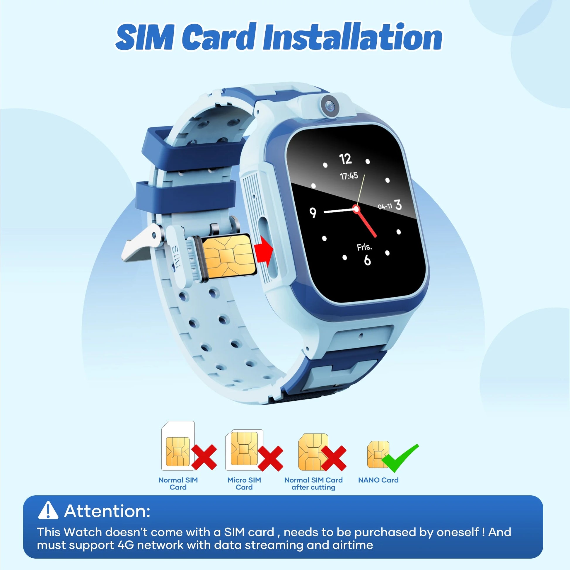 GPS Smartwatch, 4G Kids  with Real-Time Location SOS 2 Way Video Call Voice Chat HD Touch Screen Camera, Wrist Watch for Boys and Girls Age from 3-12, Best Birthday Holiday Gift (Blue)