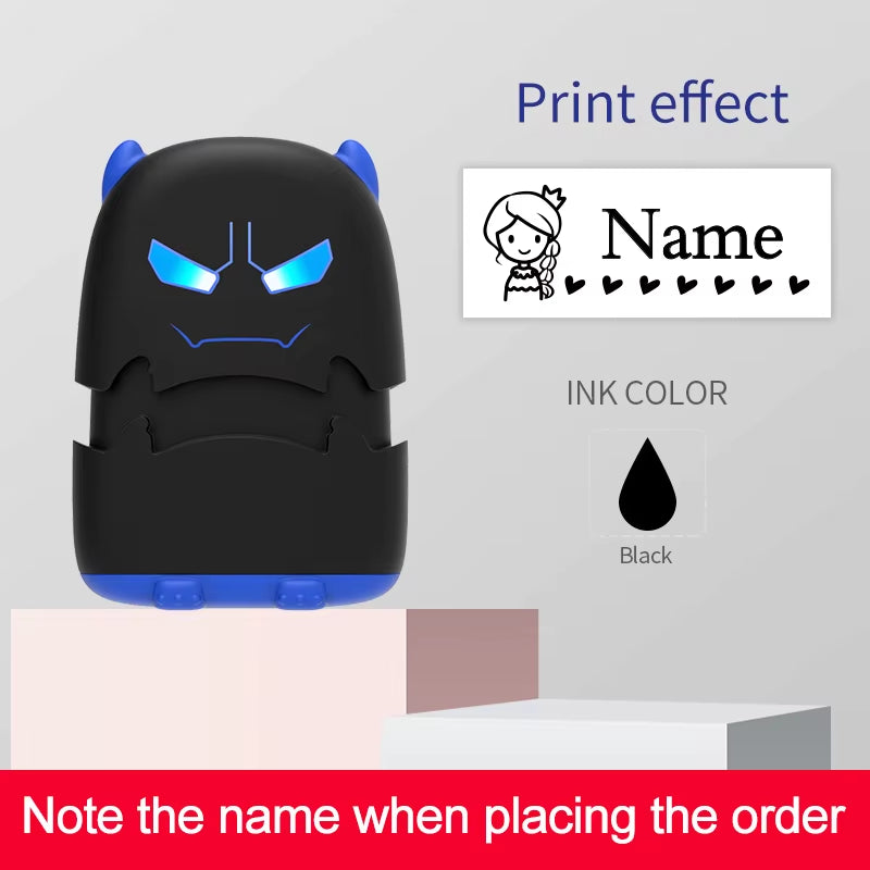 Custom Cartoon Baby Name Stamp Kit - Reusable for Cotton/Modal Clothes & School Bags, Non-Toxic Waterproof Ink Seal