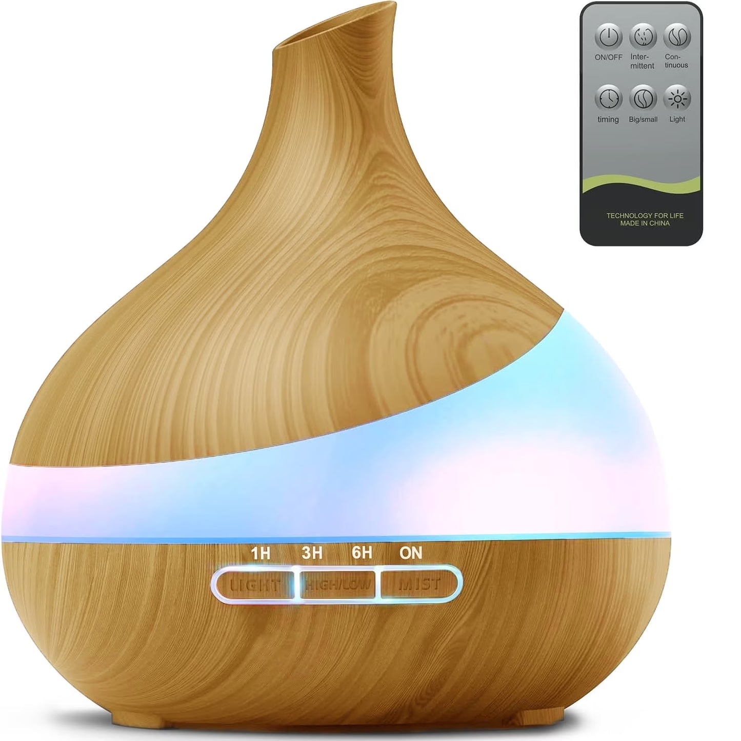 Brown Wood Essential Oil Diffuser with Remote Control 550ml
