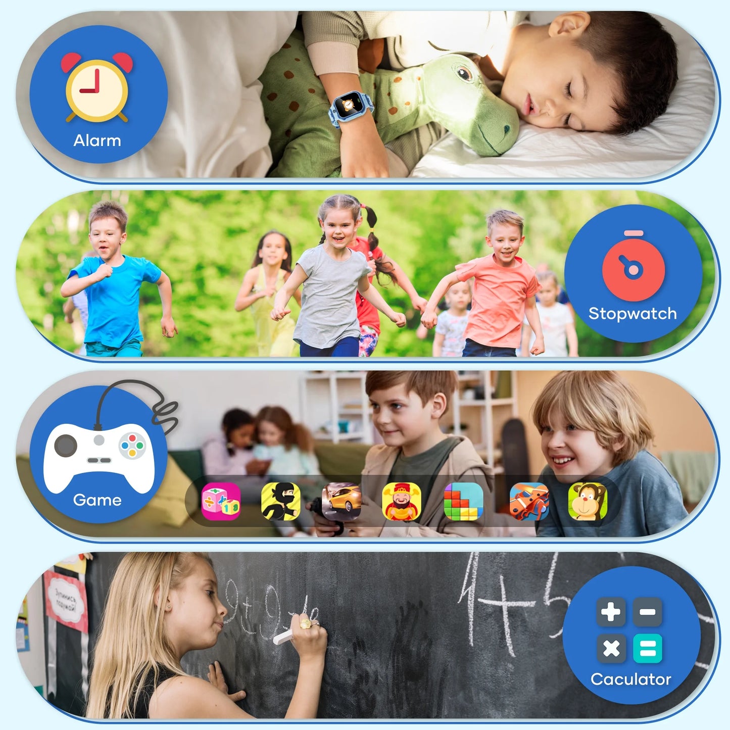 GPS Smartwatch, 4G Kids  with Real-Time Location SOS 2 Way Video Call Voice Chat HD Touch Screen Camera, Wrist Watch for Boys and Girls Age from 3-12, Best Birthday Holiday Gift (Blue)