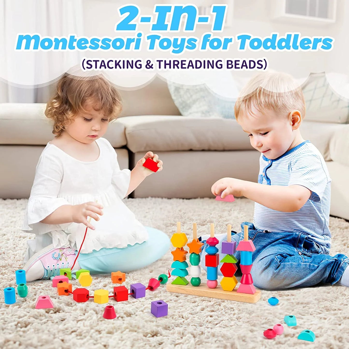 🧩Montessori Toys for 1 Year Old Boys Girls, Shape Sorting and Stacking Toy 