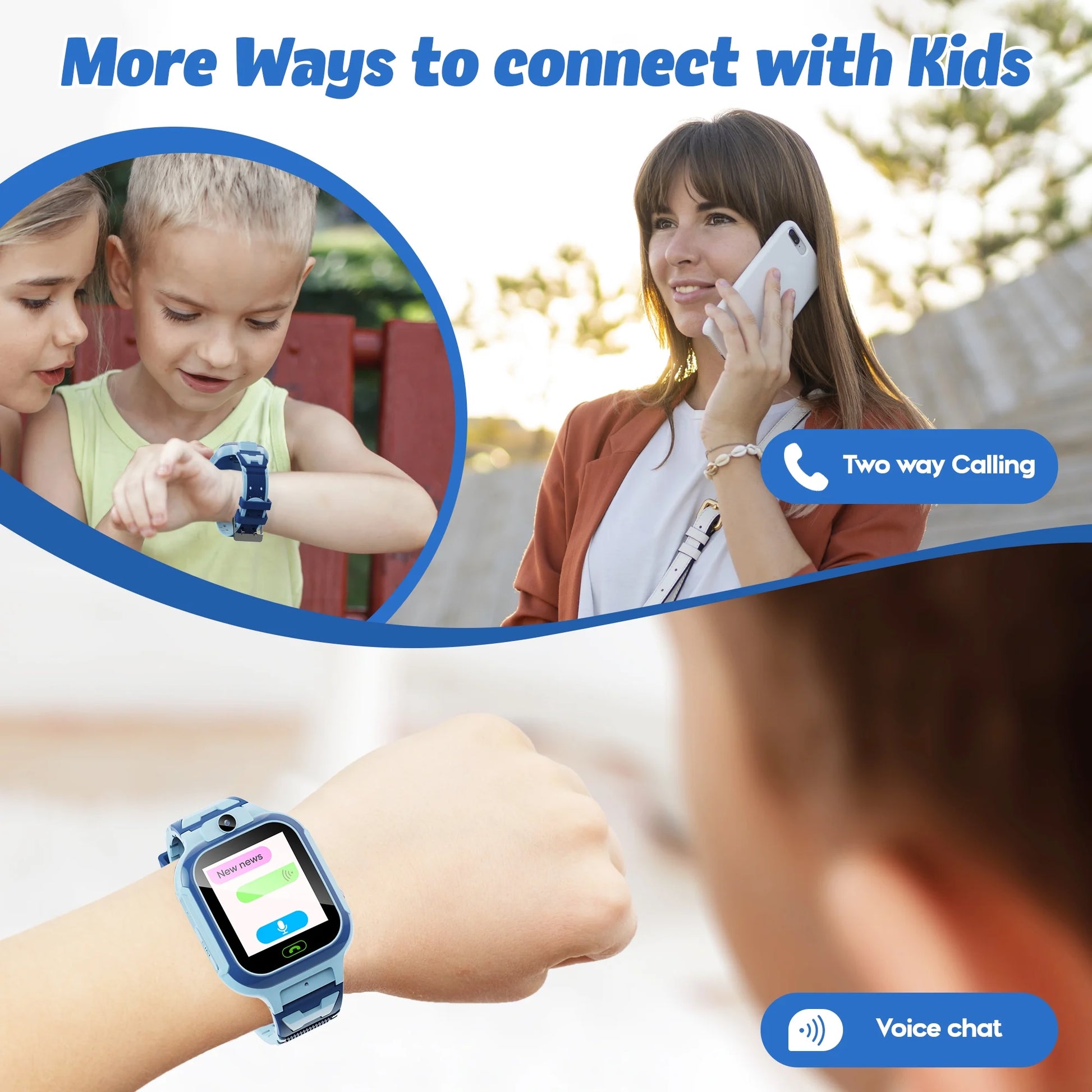 GPS Smartwatch, 4G Kids  with Real-Time Location SOS 2 Way Video Call Voice Chat HD Touch Screen Camera, Wrist Watch for Boys and Girls Age from 3-12, Best Birthday Holiday Gift (Blue)