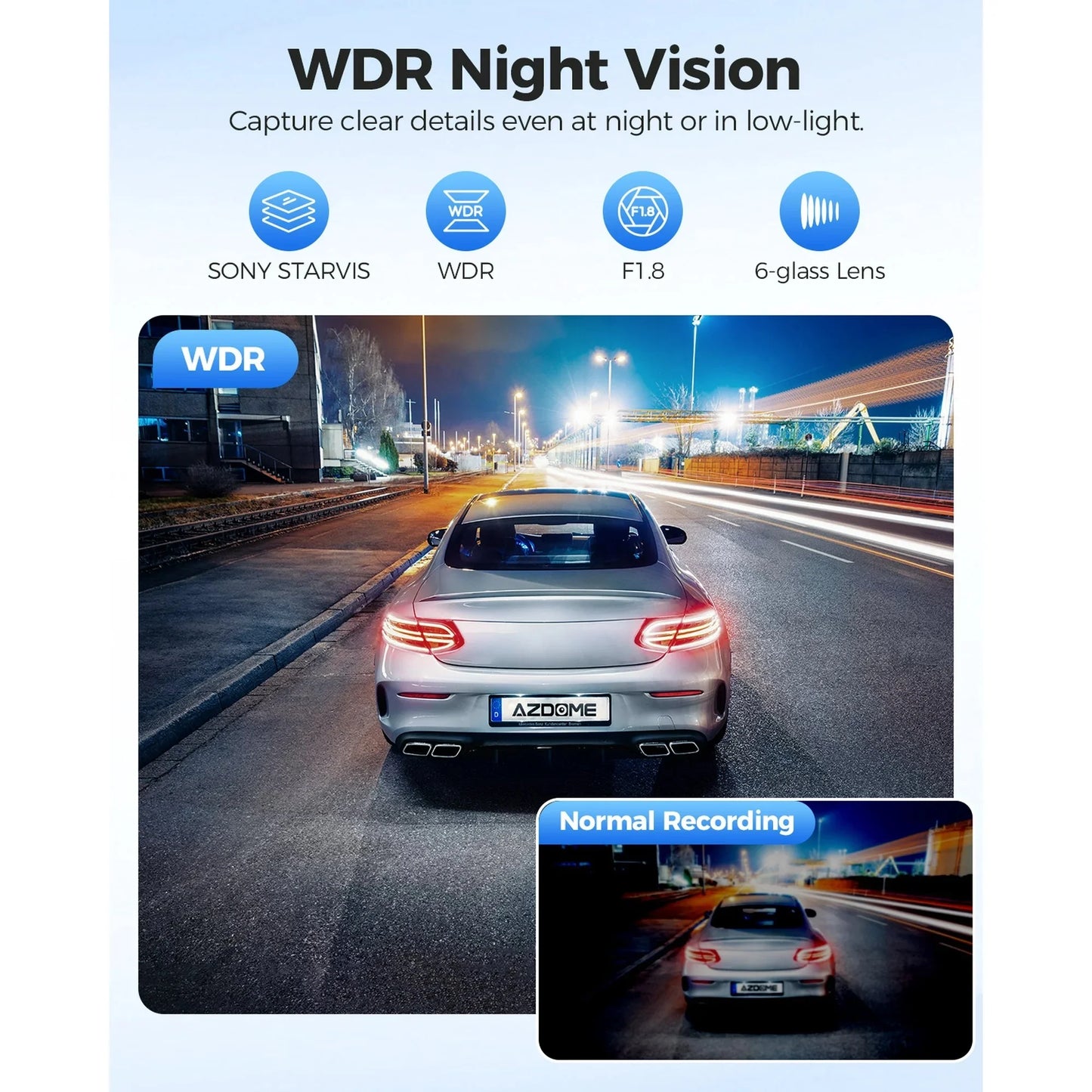 4K +1080P Dash Cam Front and Rear for cars, With Built-In Wifi G-Sensor, ADAS, App Control, 24H Parking Mode, Waterproof Backup Camera, 64GB Card Included