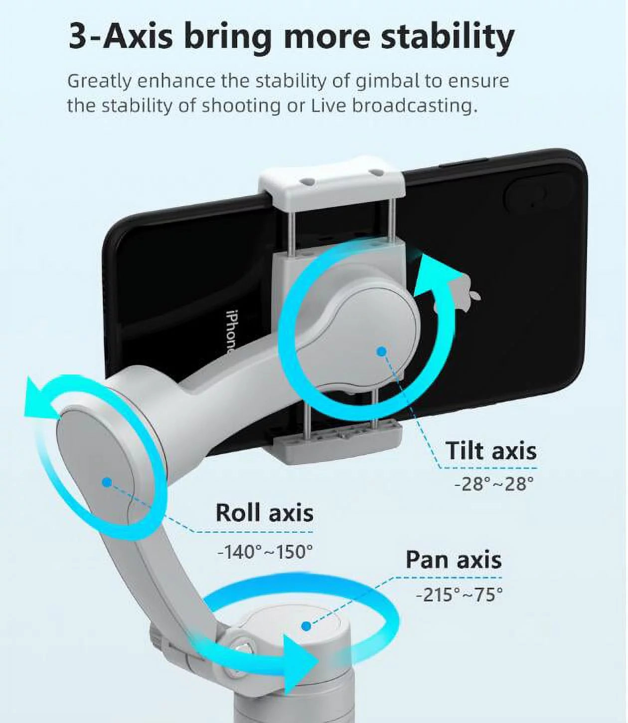 3-Axis Foldable Smartphone Stabilizer Gimbal for Smooth Video and Perfect Selfies, Compatible with iPhone and Android