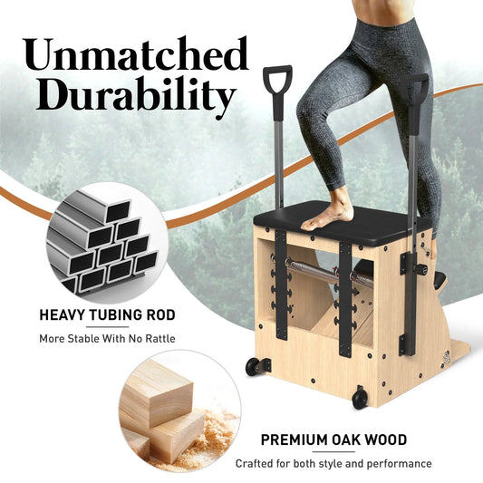 🧘‍♀️ Syedee Wooden Pilates Reformer & Chair Combo – Studio Performance at Home