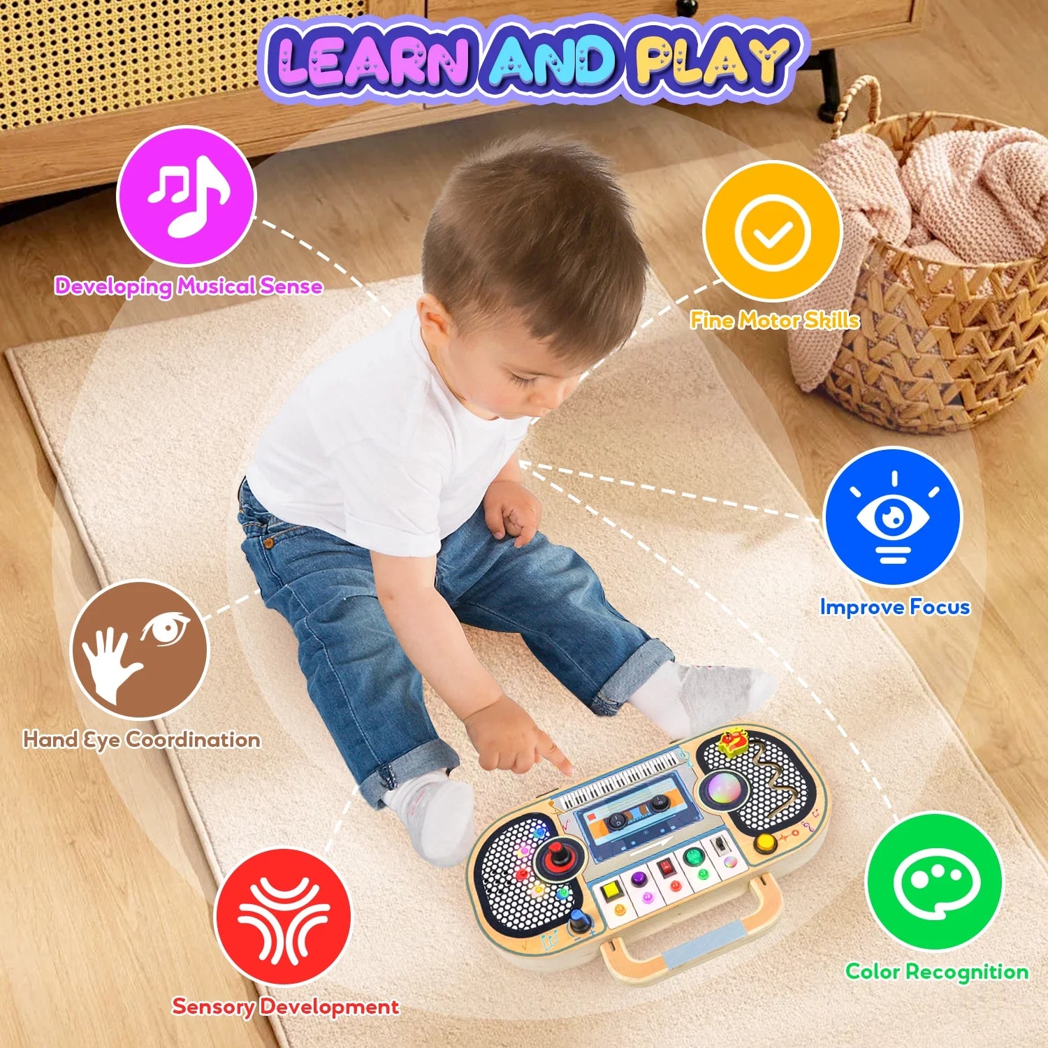 Montessori Wooden Busy Board 