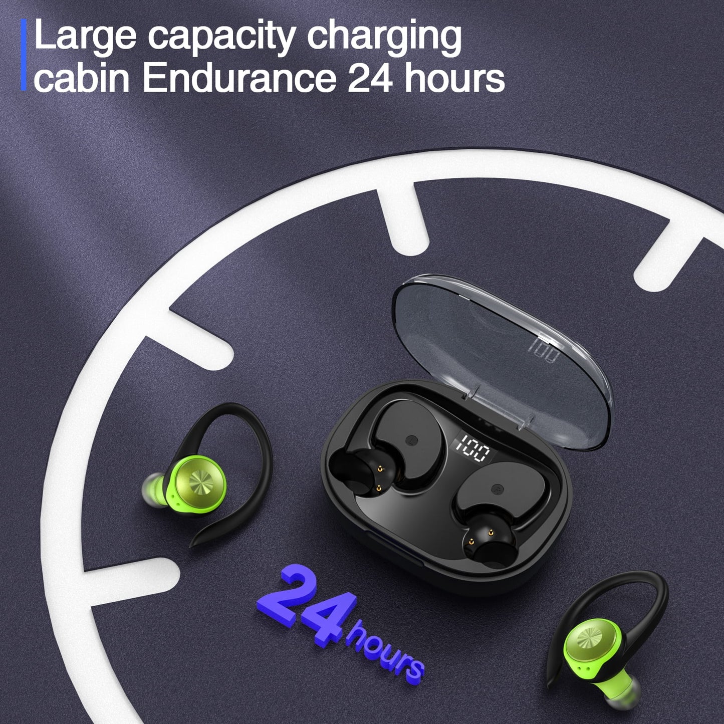 Wireless Earbuds, Bluetooth 5.3 Headphones 48H Playtime with 500Mah Charging Case, Green