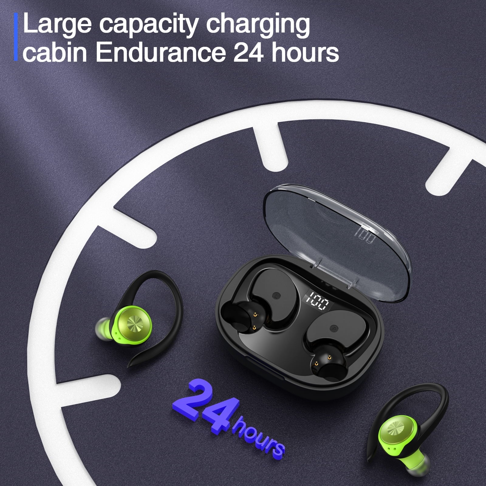Wireless Earbuds, Bluetooth 5.3 Headphones 48H Playtime with 500Mah Charging Case, Green