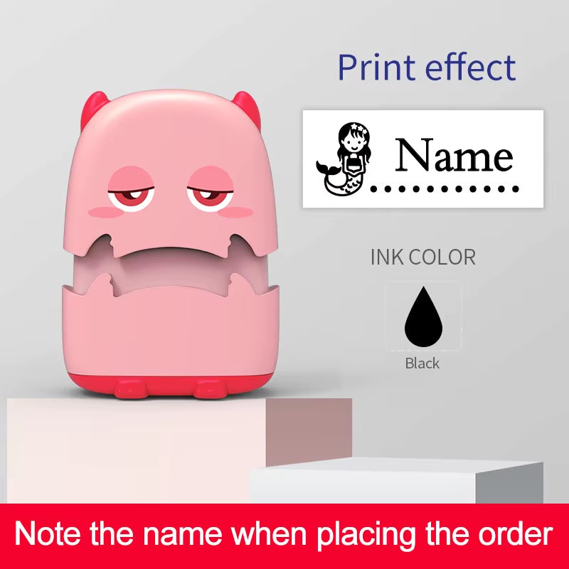 Custom Cartoon Baby Name Stamp Kit - Reusable for Cotton/Modal Clothes & School Bags, Non-Toxic Waterproof Ink Seal
