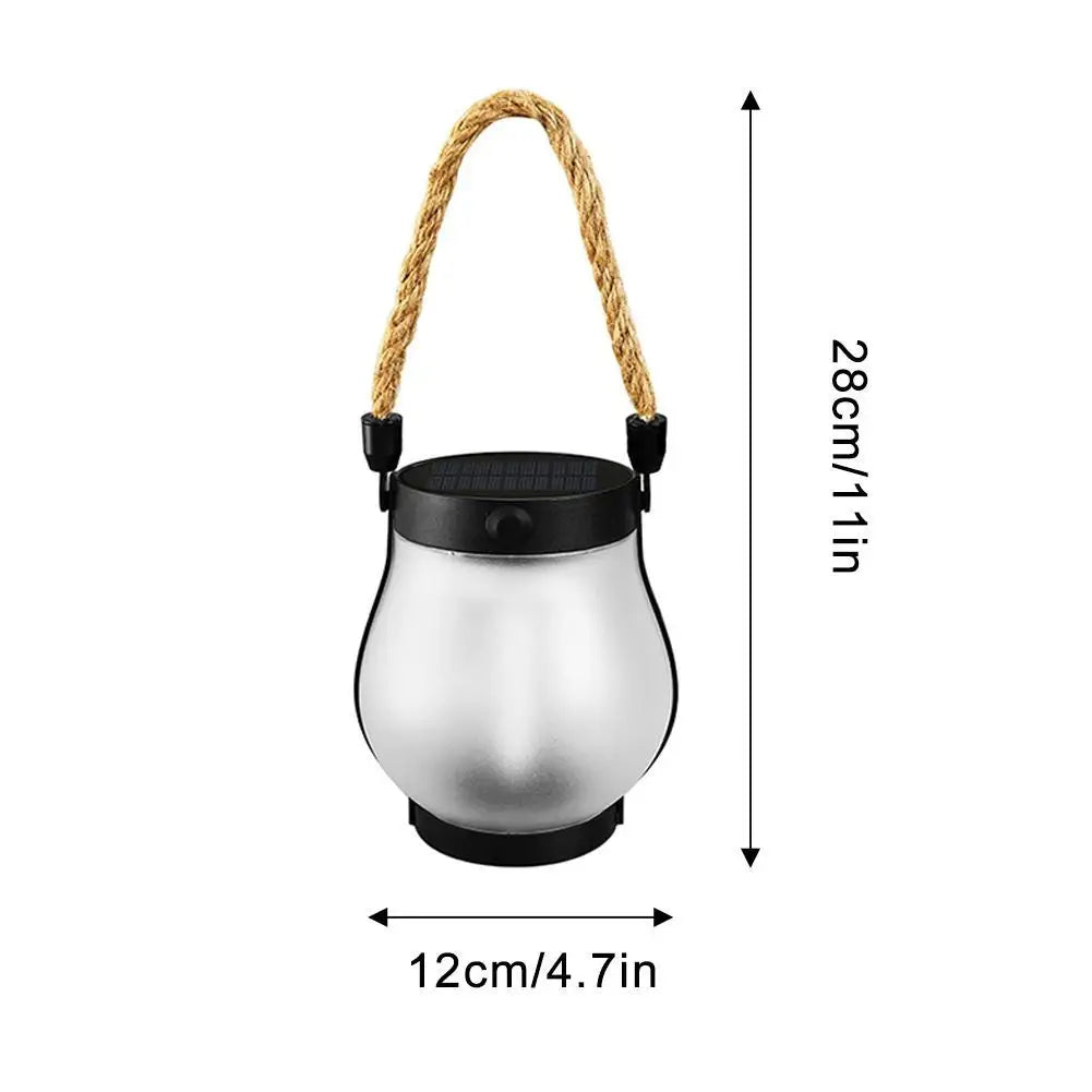 Solar Flame Lantern with Hemp Rope