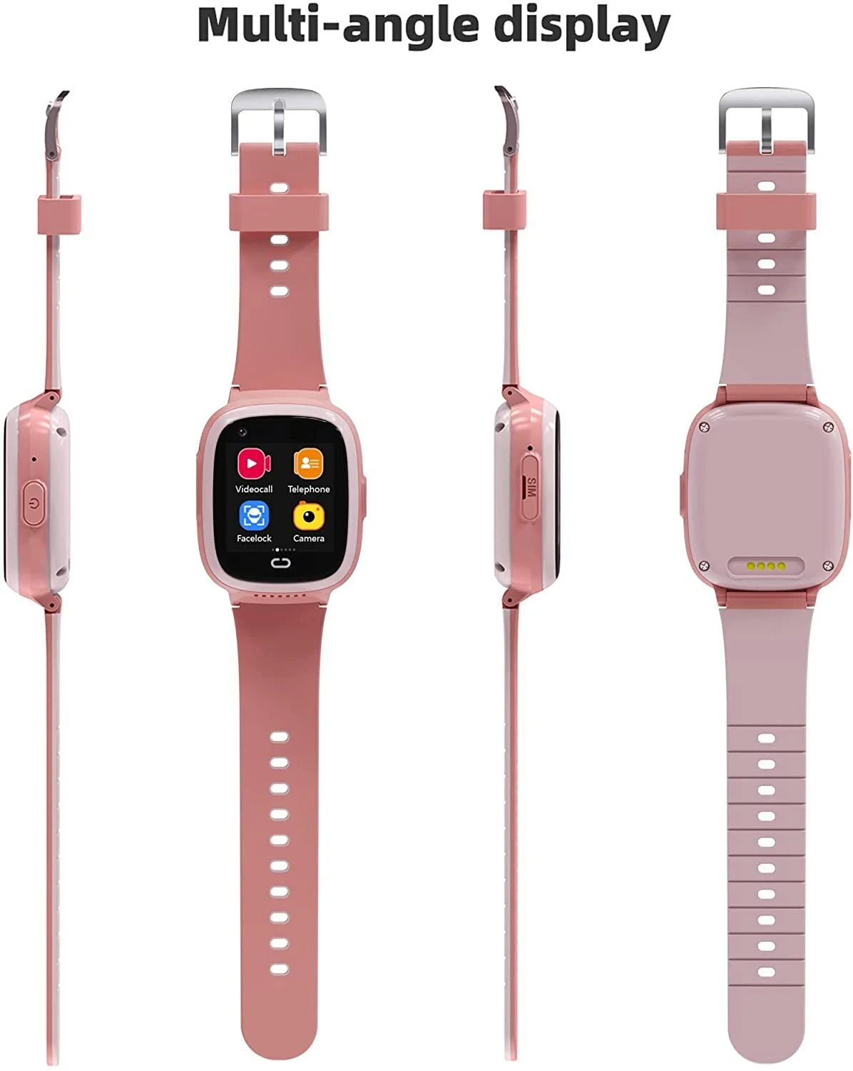 Pink Smartwatch for Kids with GPS 4G HD Touchscreen Watch with Phone GPS Tracker Real-Time Location SOS Video Call Voice Chat Camera for Boys Girls Gift Pink