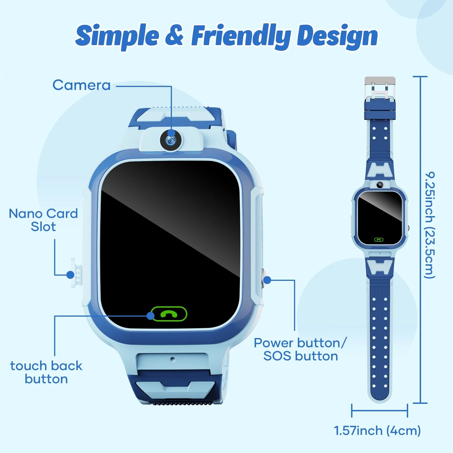 GPS Smartwatch, 4G Kids  with Real-Time Location SOS 2 Way Video Call Voice Chat HD Touch Screen Camera, Wrist Watch for Boys and Girls Age from 3-12, Best Birthday Holiday Gift (Blue)