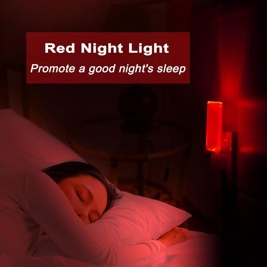2 Pack 0.5W Plug in RED LED Night , therapeutic Light with Dusk to Dawn Sensor Red