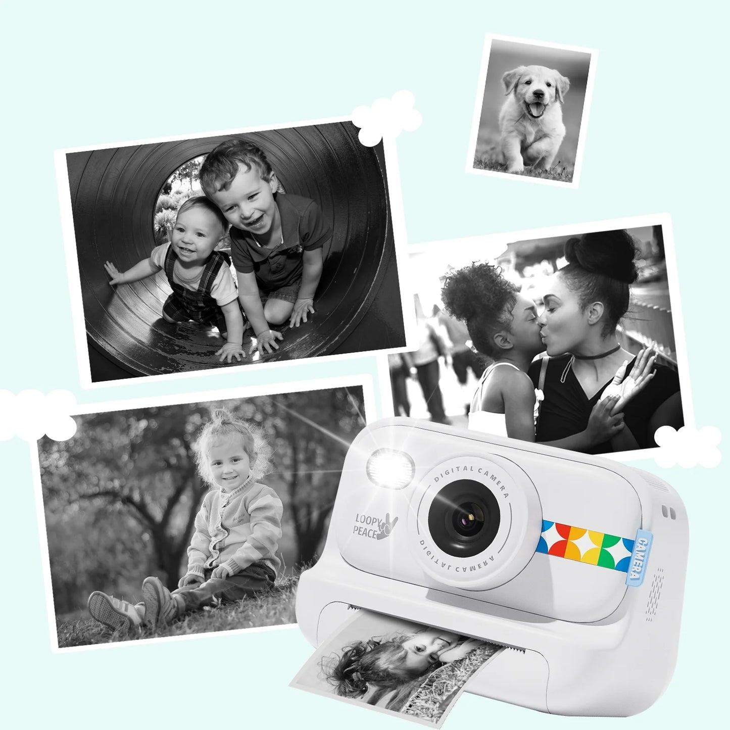Instant Print Camera, 3 in 1 Photo/Video/Printing HD 1080P Digital Camera with Print Paper & 32G TF Card, Selfie Video Camera Toddler Portable Travel Camera for Boys & Girls