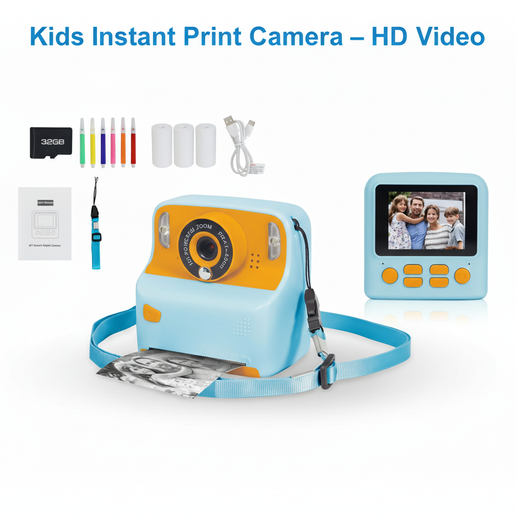 🎁 Kids Instant Print Camera – HD Video 