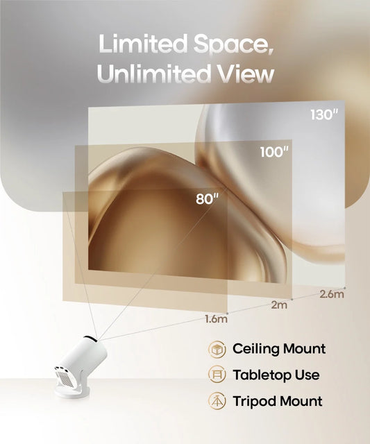 Projector 4K 1080P Support with Wifi 6 and BT 5.4, Portable Mini Projector, Auto Keystone, 180° Rotatable Home Theater, HY300 Pro