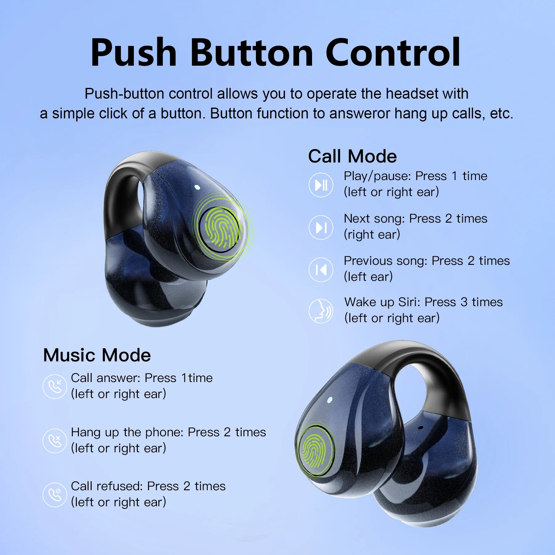 Open-Ear Headphones, Wireless Clip on Earbuds with Digital Display Charging Case 68 Hours Playtime, Lightweight Comfort, Stable Fit, Open-Ear Safety Design for Active and Office Use