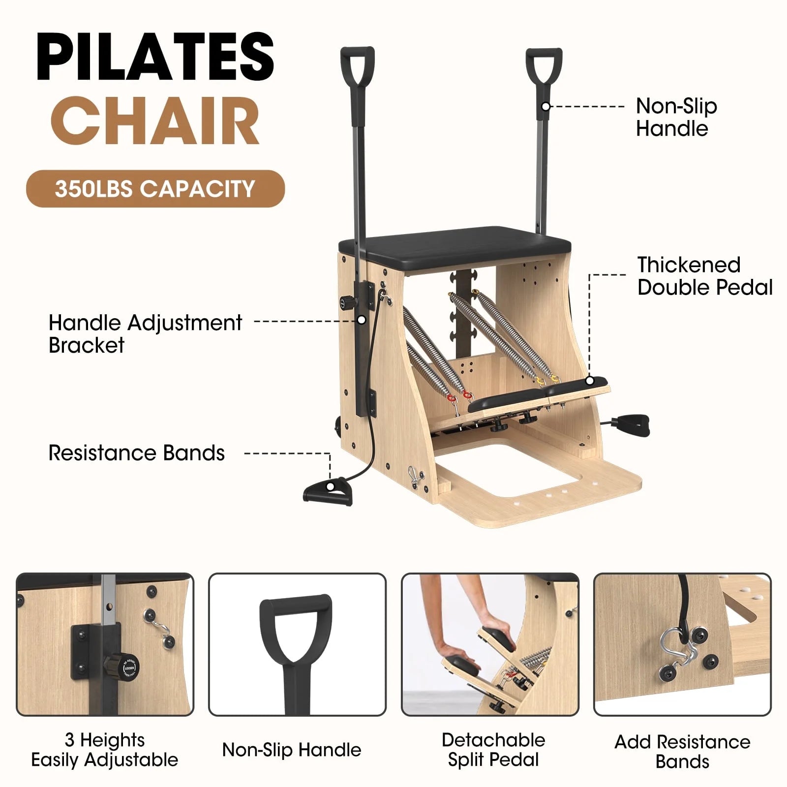 🧘‍♀️ Syedee Wooden Pilates Reformer & Chair Combo – Studio Performance at Home
