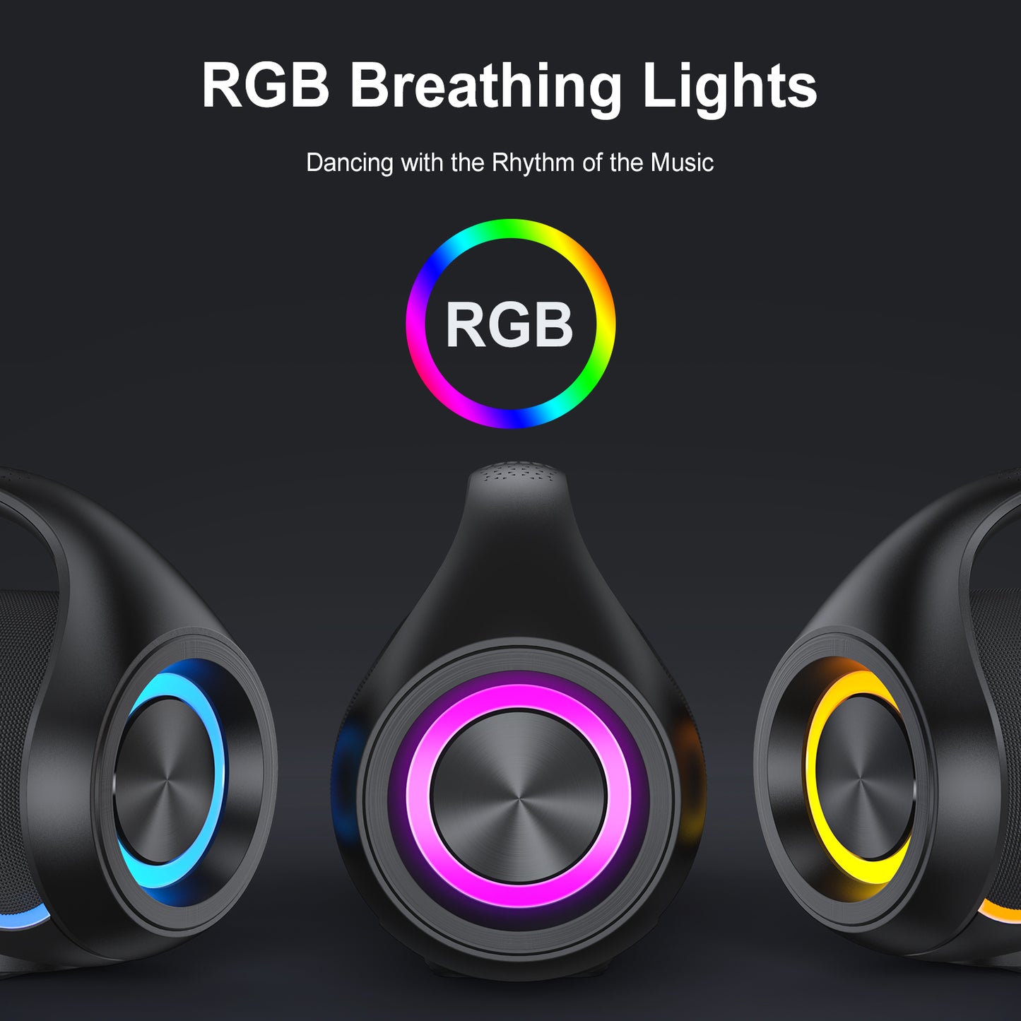 Portable Bluetooth Speaker with DJ Lights, Deep Subwoofer, Wireless Waterproof Outdoor Speaker for Pool Beach Party, D20