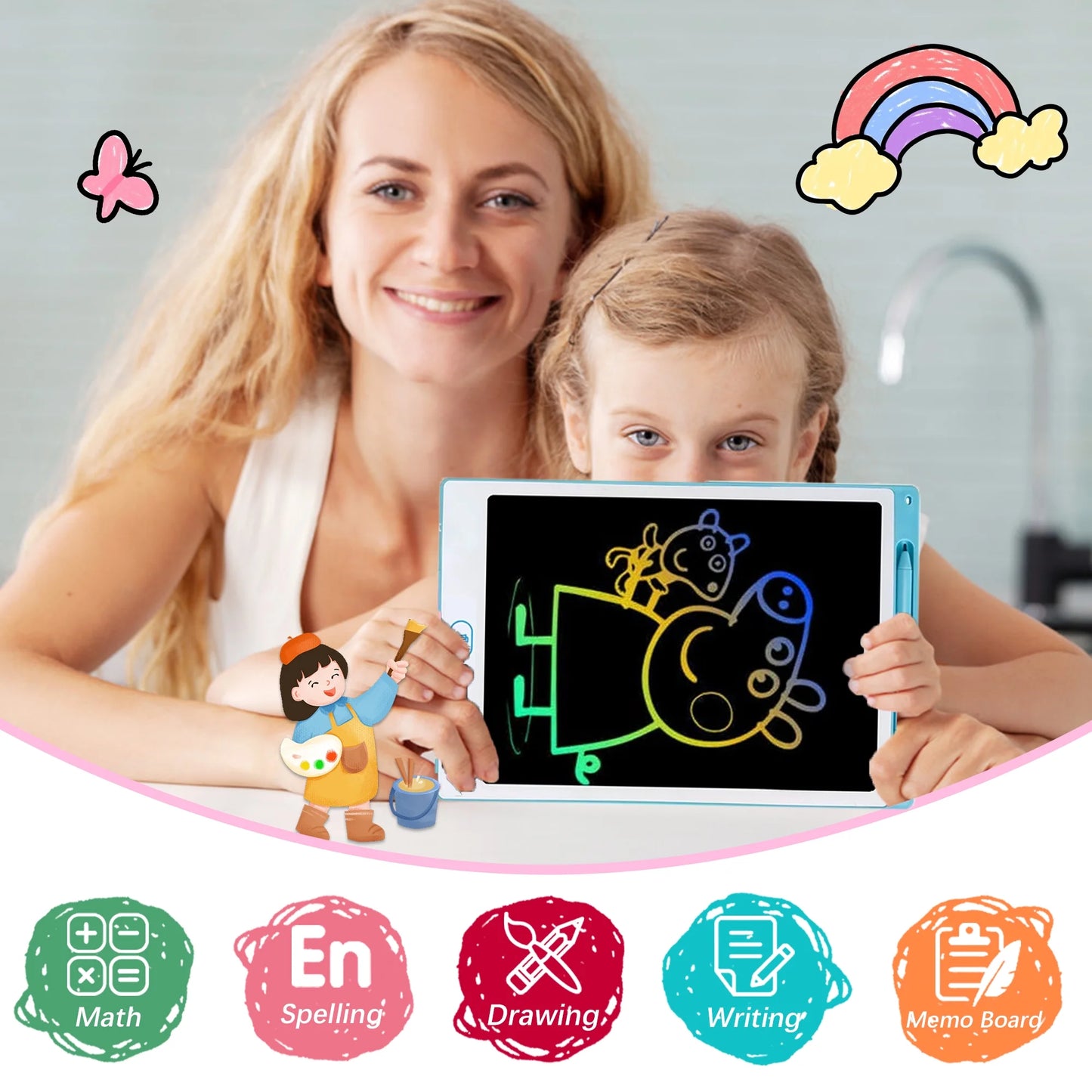 8.5-Inch LCD Writing Tablet for Kids, 2PCS Etch a Sketch Writing Board for Kids, Toy for 1 2 3 Year Old Boys Girls, Toys for Girls Boys 3 6 Years, Electronics Drawing Board