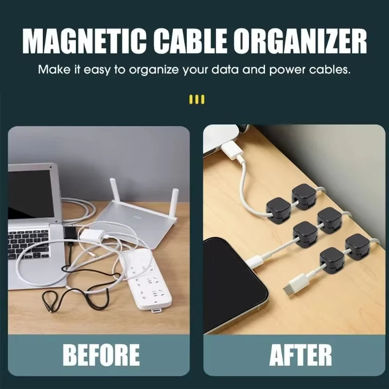 Magnetic Cable Organizer Clip - Adhesive Cable Holder for Desk & Home