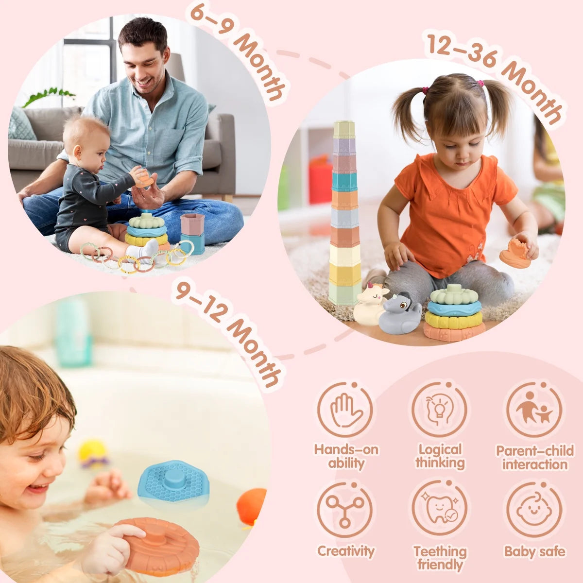 🧩 5-in-1 Montessori Baby Toy Set – Fun, Learning & Development in One!